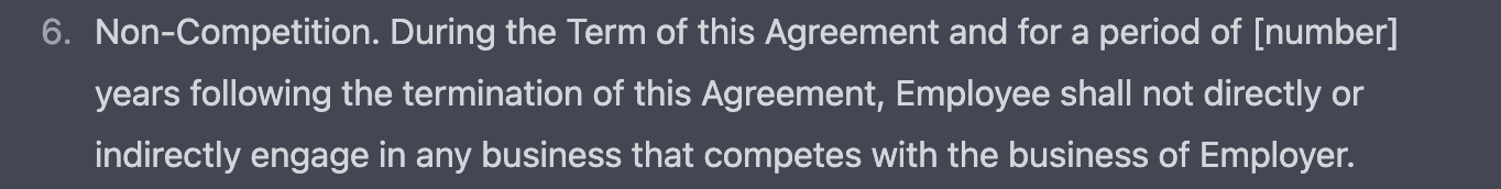 chatGPT-generated non-competition clause